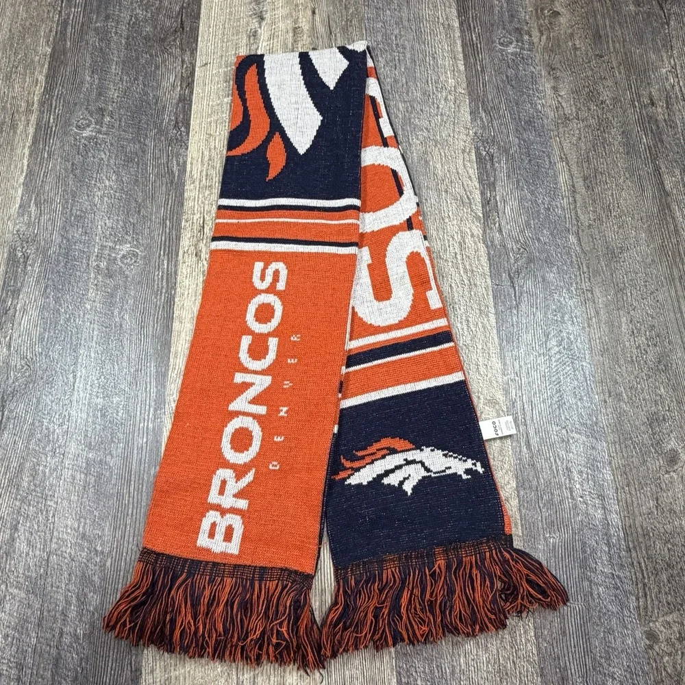 Denver Broncos FOCO Knit‎ Scarf Orange Reversible NFL Team Logo Fringe Winter